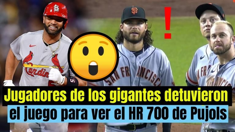 Jugadores de los Gigantes detuvieron brevemente su partido para observar la gran hazaña de Albert Pujols