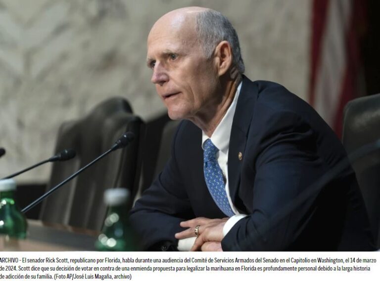El senador de Florida Rick Scott dice que votará en contra de la marihuana recreativa
