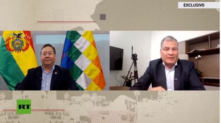 Luis Arce conversa con Rafael Correa tras la intentona golpista en Bolivia
