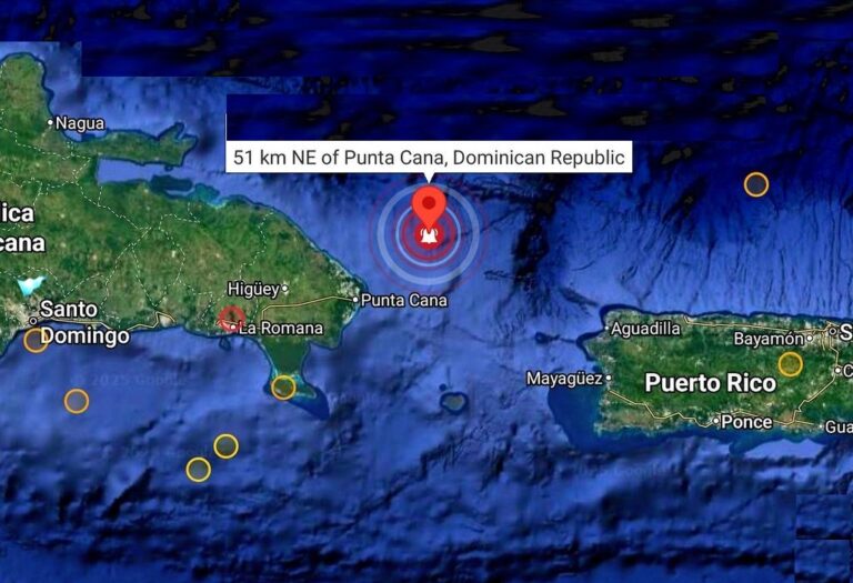 Seísmo magnitud 5.4 sacude al este de Miches en República Dominicana