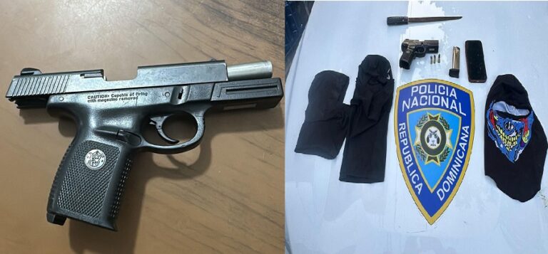 Detienen cinco personas y ocupan arma de fuego, pasamontañas y arma blanca en La Romana