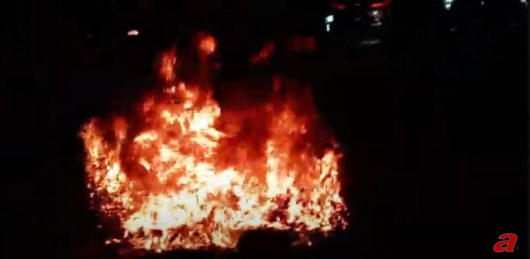 Residentes de SDE denuncian largas tandas de apagones e incendian escombros en la Av. Hípica/Video