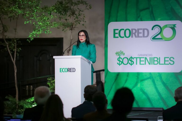 La presidenta de Ecored Christy Luciano se dirige a los presentes